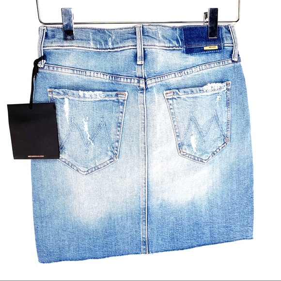 MOTHER High-Waist Frayed Embroidered Skirt - Picture 7 of 8